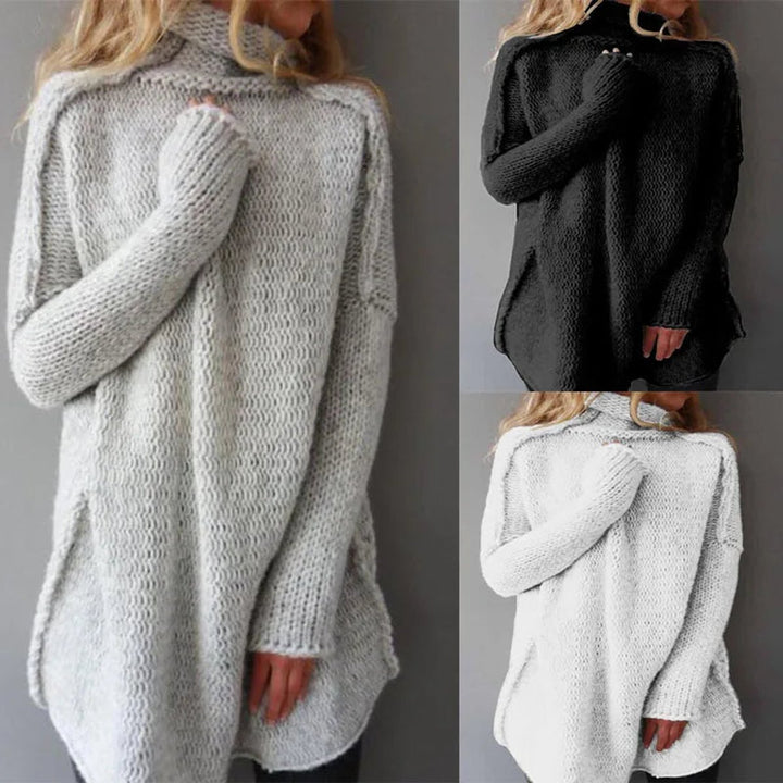 Women's Oversized Turtleneck Longline Knitted Dress
