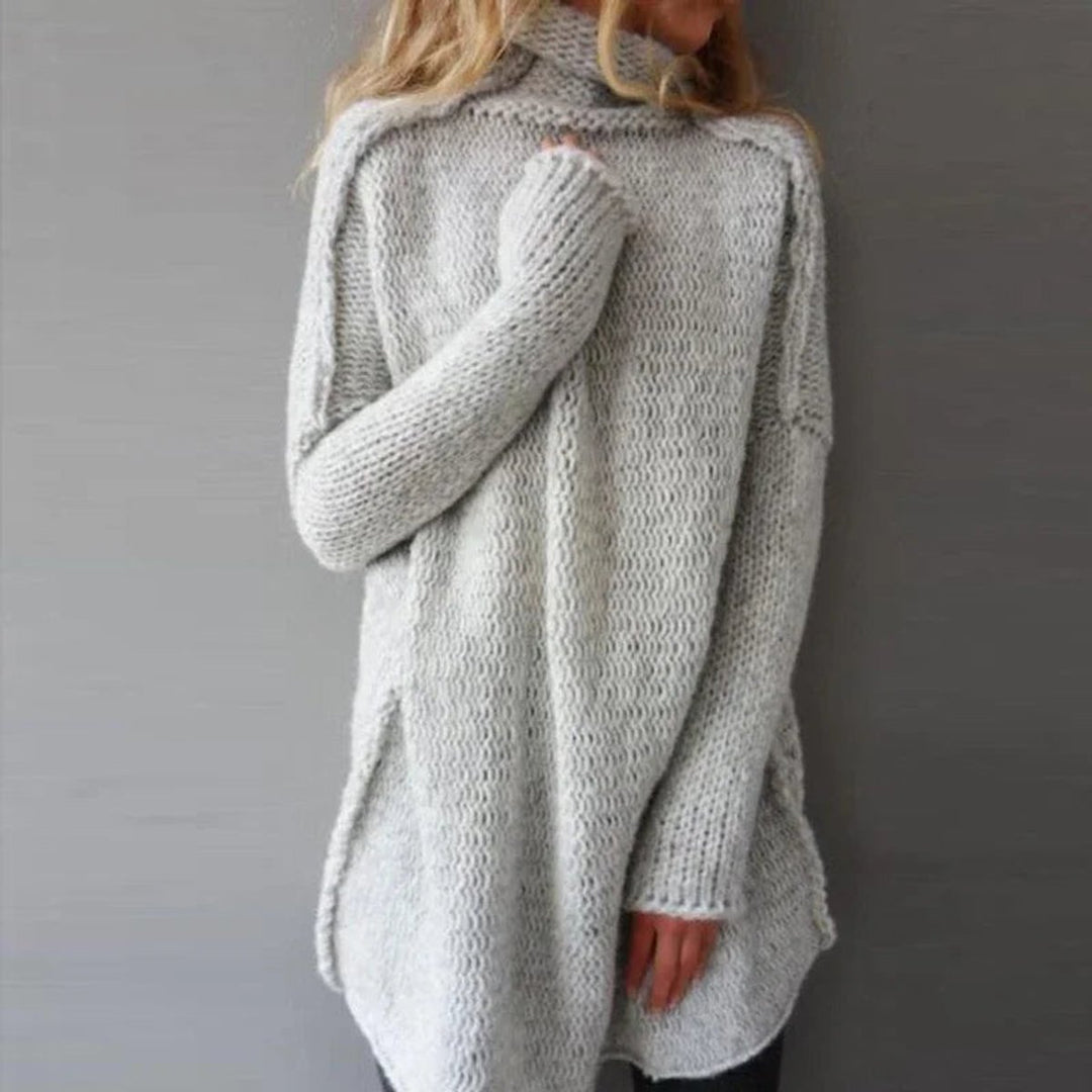Women's Oversized Turtleneck Longline Knitted Dress