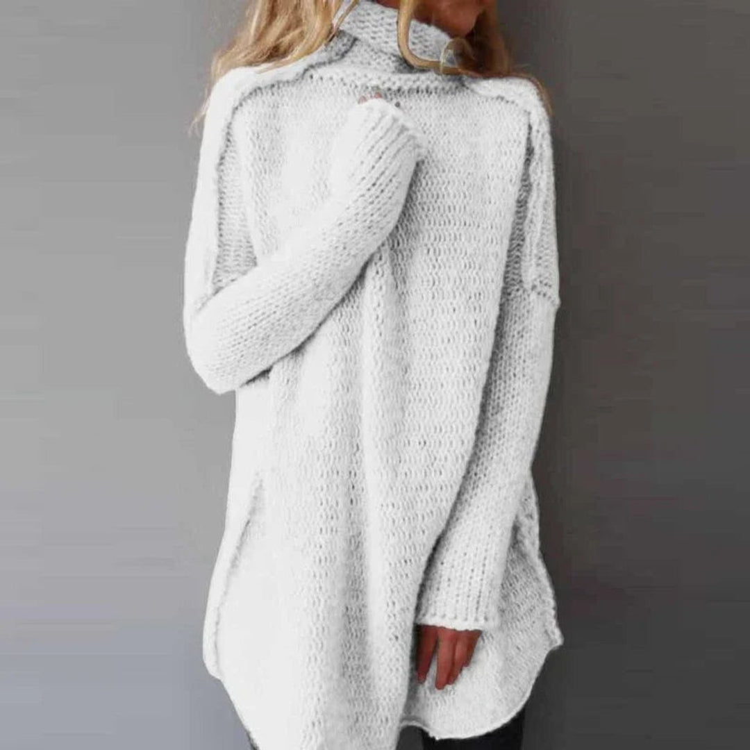 Women's Oversized Turtleneck Longline Knitted Dress