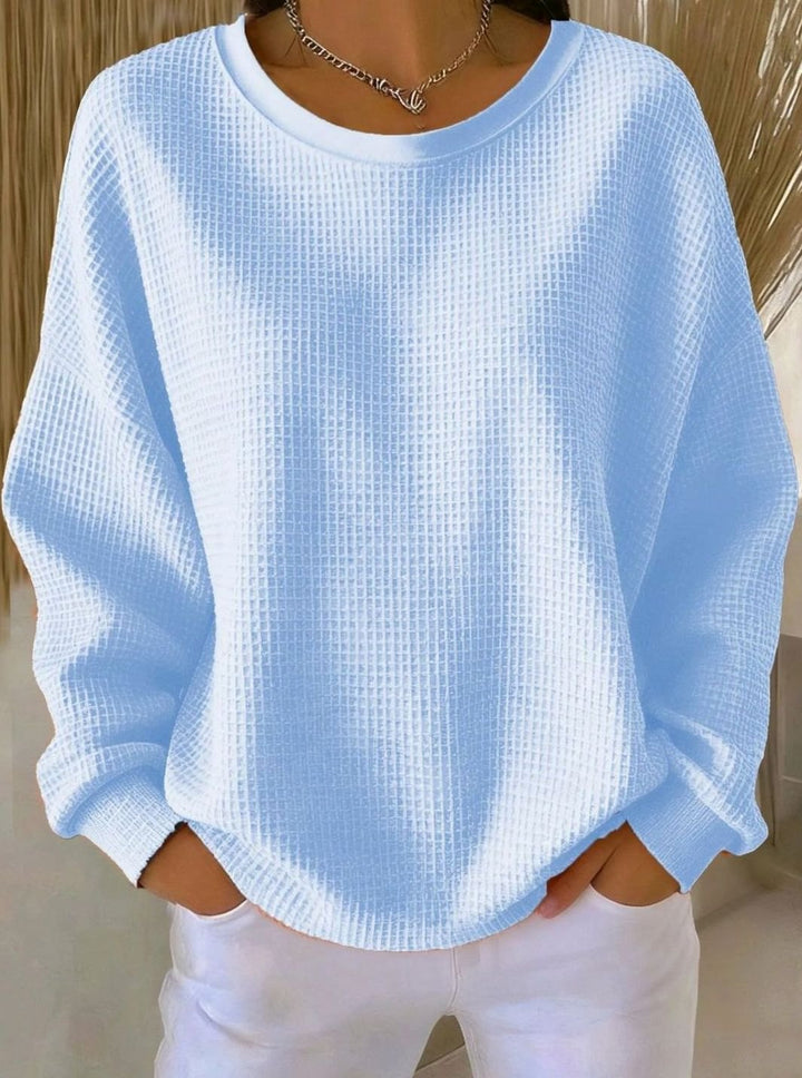 Women's Oversized Waffle-Knit Crew-Neck Long-Sleeve Jumper
