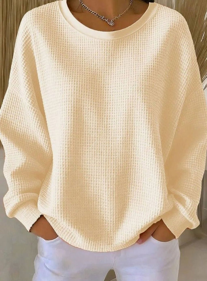 Women's Oversized Waffle-Knit Crew-Neck Long-Sleeve Jumper