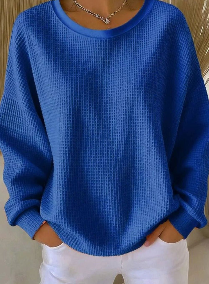 Women's Oversized Waffle-Knit Crew-Neck Long-Sleeve Jumper