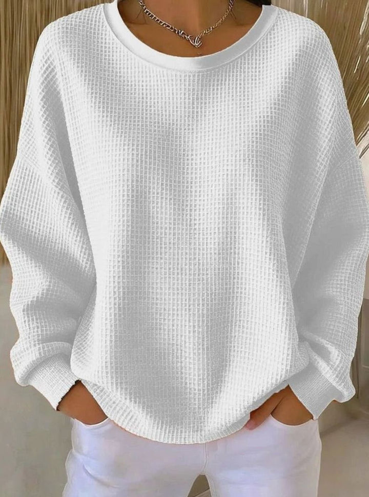 Women's Oversized Waffle-Knit Crew-Neck Long-Sleeve Jumper