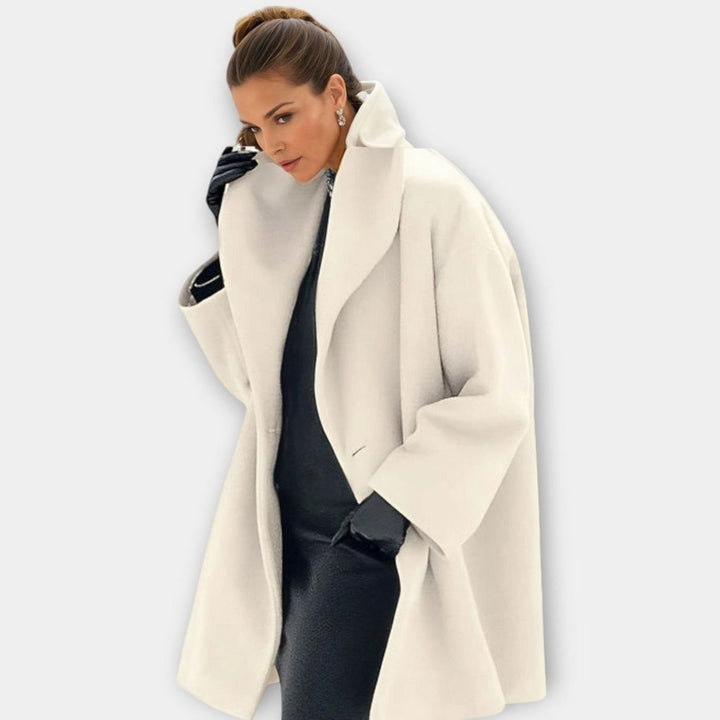 Women's Oversized Wide-Collar Longline Winter Coat - White