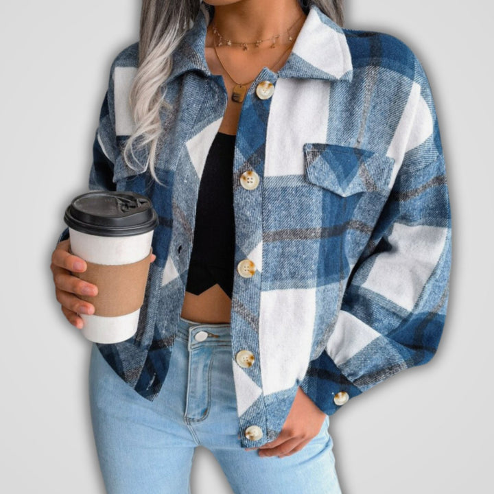 Women's Plaid Oversized Knit Cardigan Button-Up Shacket