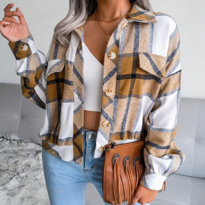 Women's Plaid Oversized Knit Cardigan Button-Up Shacket