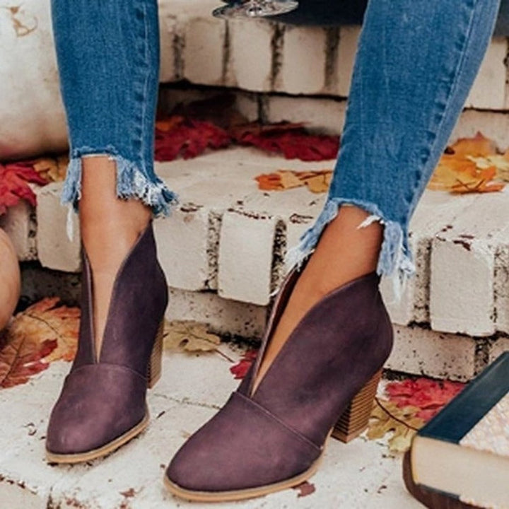 Women's Pointed-Toe Block-Heel Ankle Heeled Boots