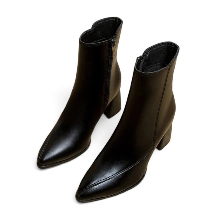 Women's Pointed-Toe Block-Heel Ankle Heeled Boots Side-Zip