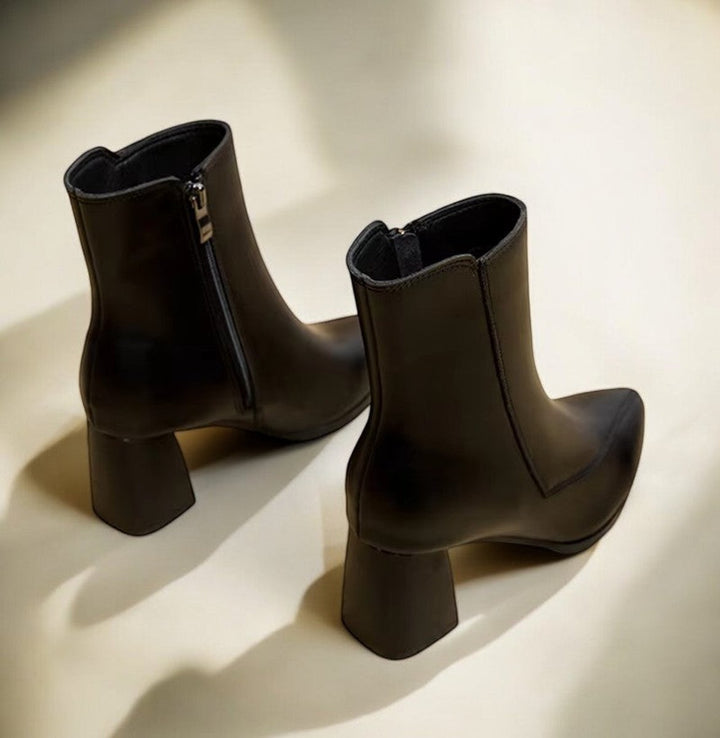 Women's Pointed-Toe Block-Heel Ankle Heeled Boots Side-Zip