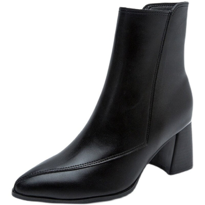 Women's Pointed-Toe Block-Heel Ankle Heeled Boots Zip-Up
