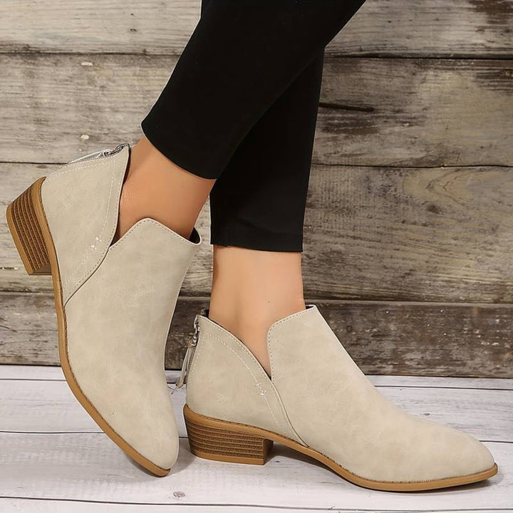 Women's Pointed-Toe Block-Heel Suede Ankle Heeled Boots