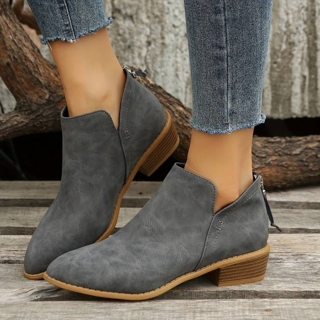Women's Pointed-Toe Block-Heel Suede Ankle Heeled Boots