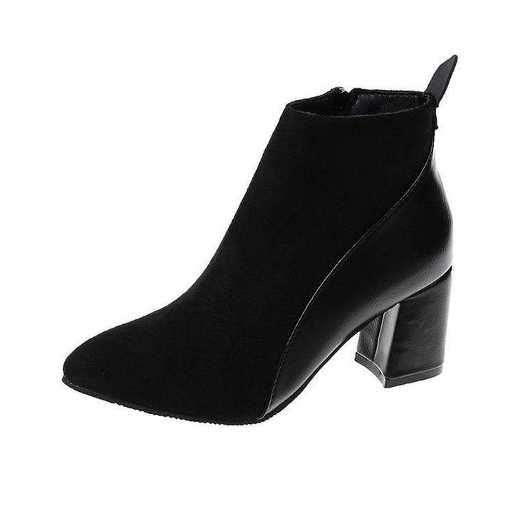 Women's Pointed-Toe Block Heel Suede Ankle Heeled Boots