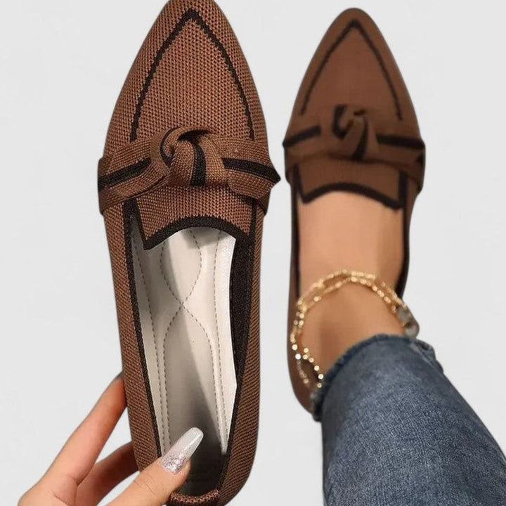 Women's Pointed-Toe Knot-Detail Slip-On Flat Loafers