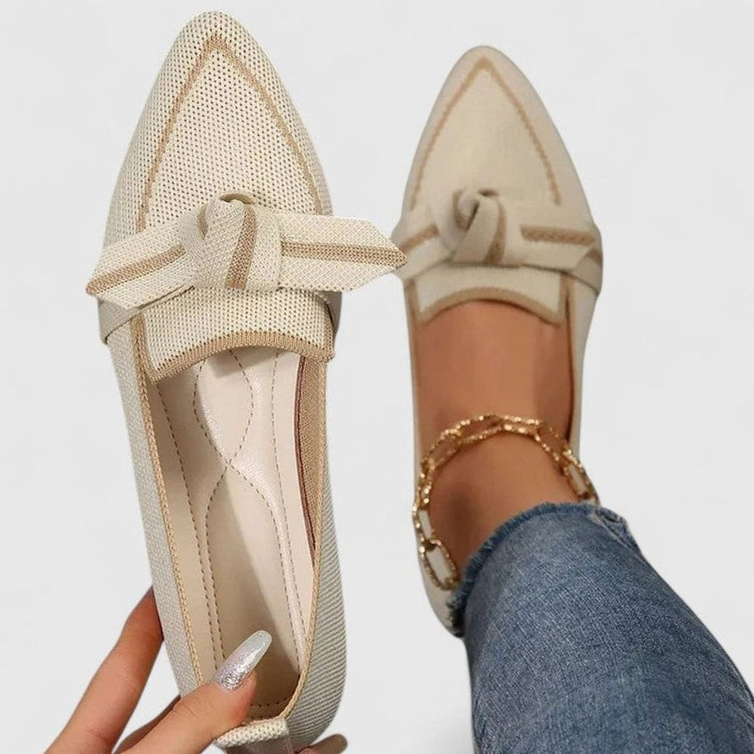 Women's Pointed-Toe Knot-Detail Slip-On Flat Loafers