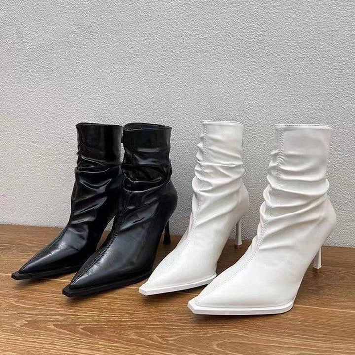 Women's Pointed-Toe Ruched Stiletto Ankle Heeled Boots