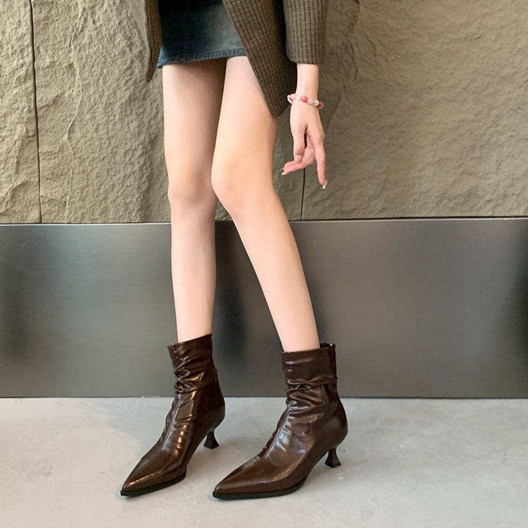 Women's Pointed-Toe Ruched Stiletto Ankle Heeled Boots