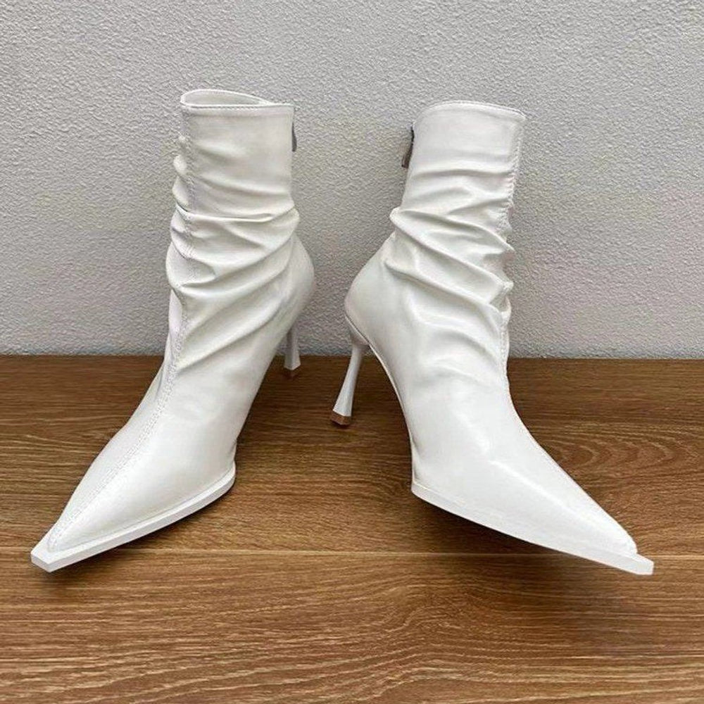 Women's Pointed-Toe Ruched Stiletto Ankle Heeled Boots