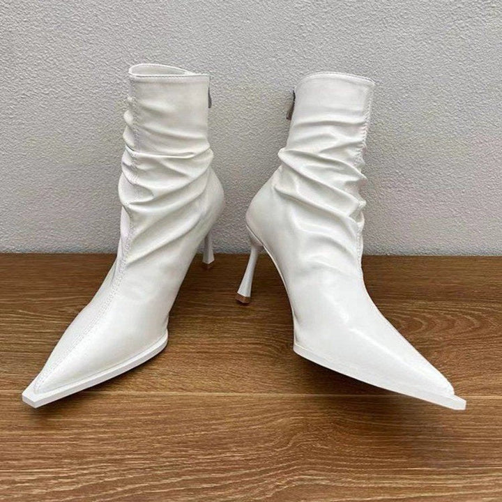 Women's Pointed-Toe Ruched Stiletto Ankle Heeled Boots