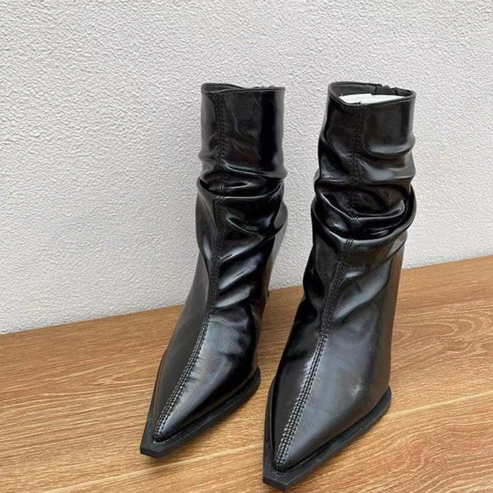 Women's Pointed-Toe Ruched Stiletto Ankle Heeled Boots