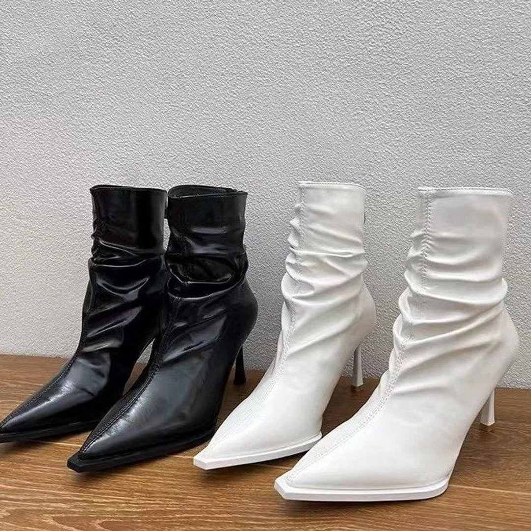 Women's Pointed-Toe Ruched Stiletto Ankle Heeled Boots