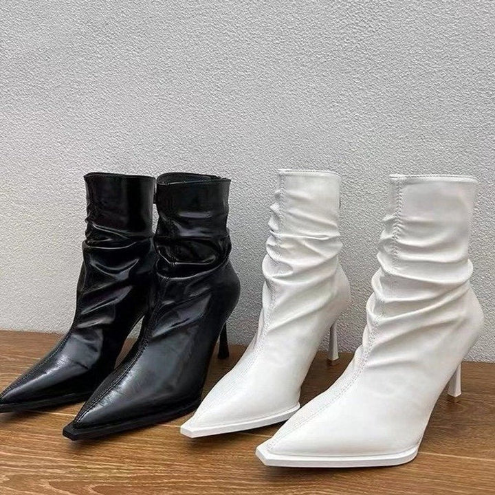 Women's Pointed-Toe Ruched Stiletto Ankle Heeled Boots