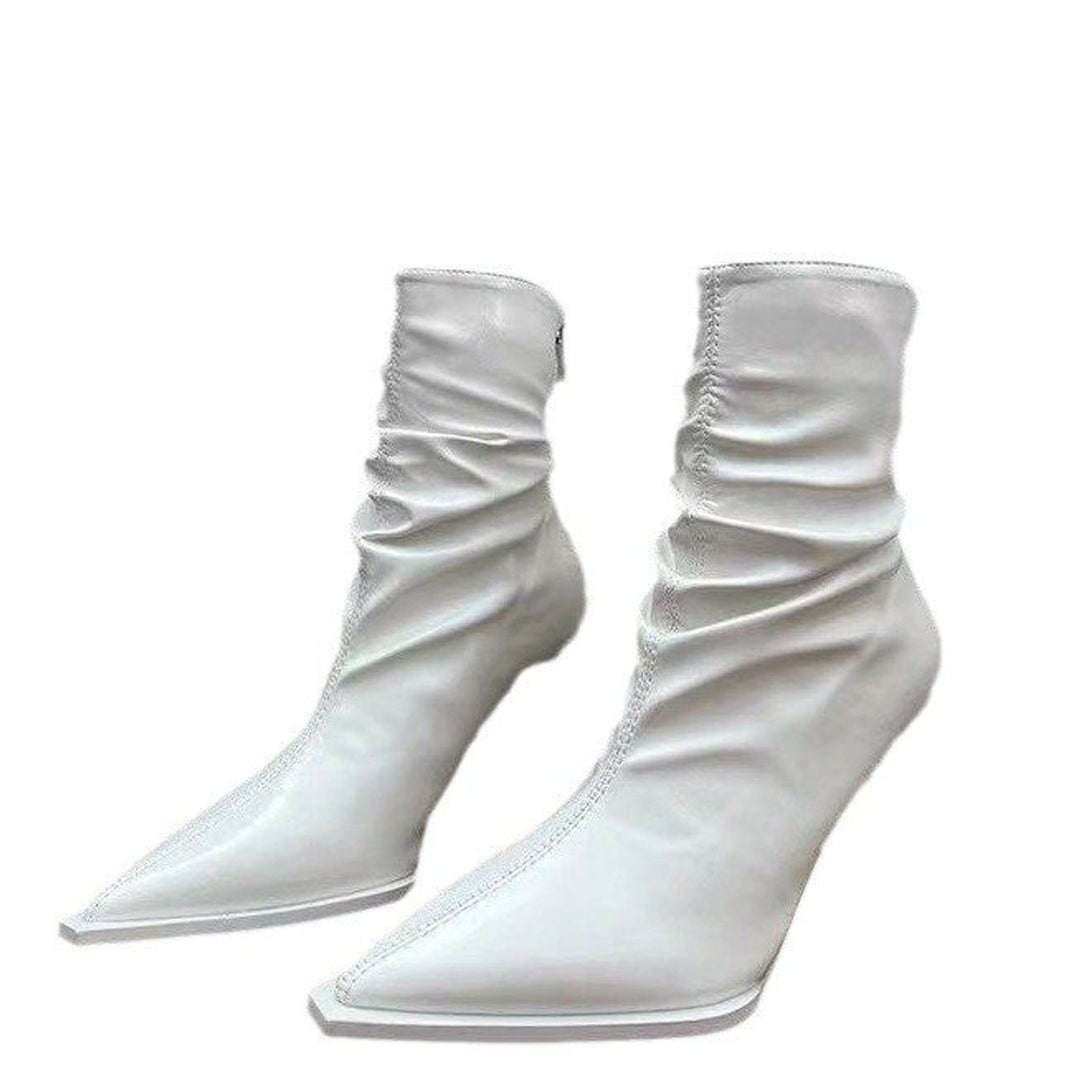 Women's Pointed-Toe Ruched Stiletto Ankle Heeled Boots
