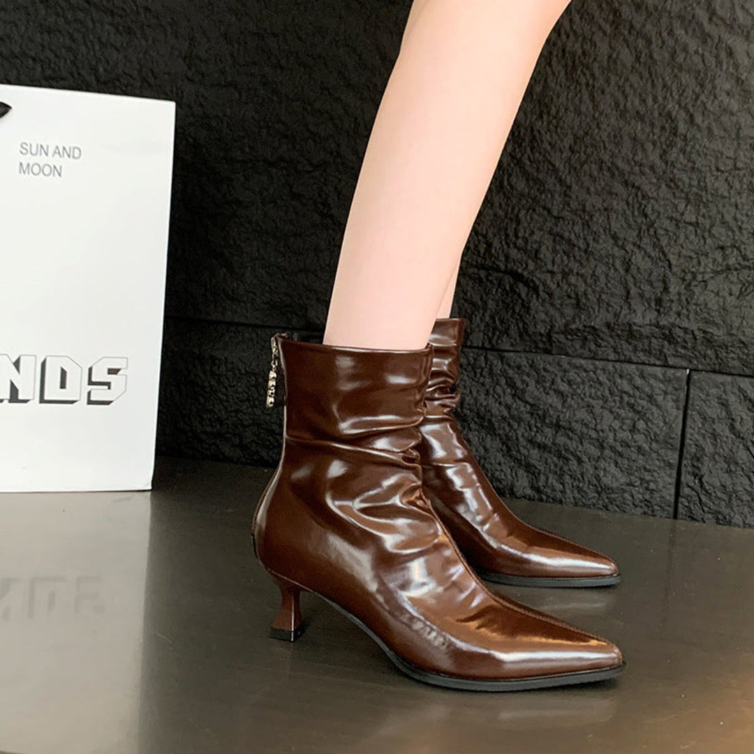 Women's Pointed-Toe Ruched Stiletto Ankle Heeled Boots