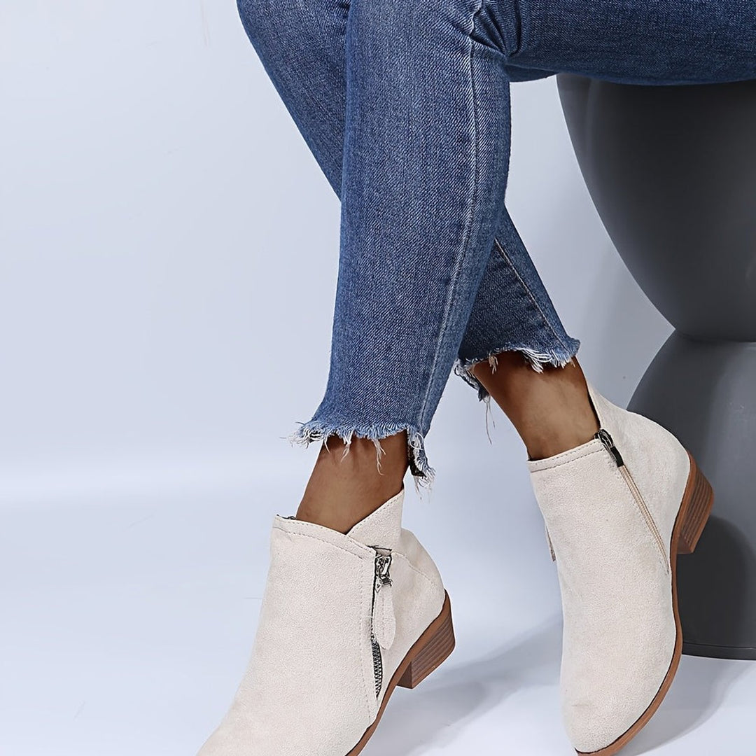 Women's Pointed-Toe Side-Zip Suede Ankle Heeled Boots