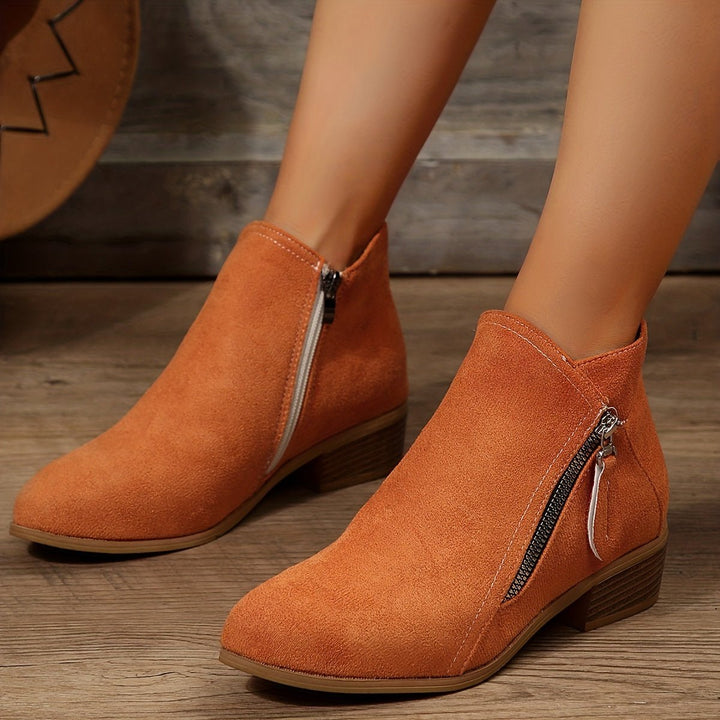 Women's Pointed-Toe Side-Zip Suede Ankle Heeled Boots