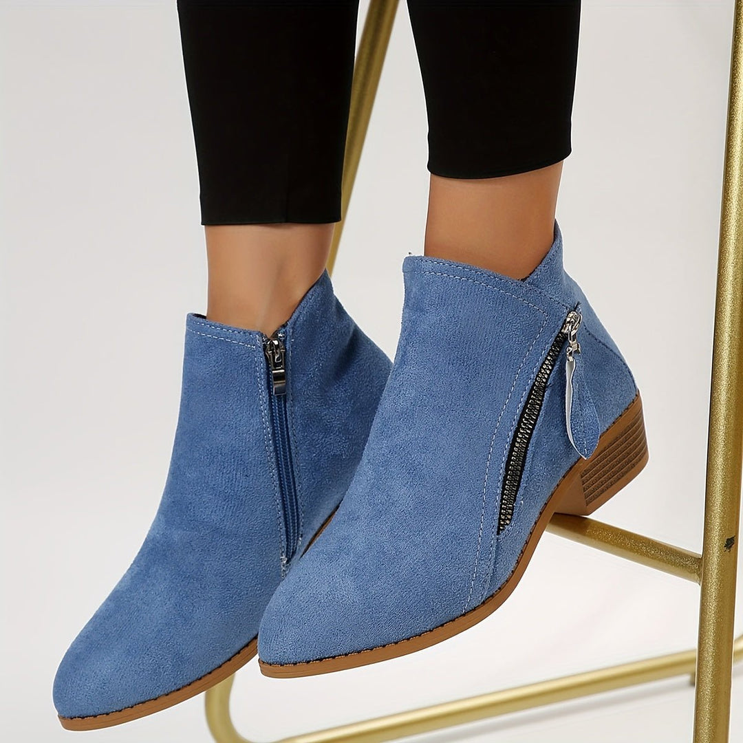 Women's Pointed-Toe Side-Zip Suede Ankle Heeled Boots