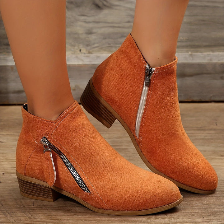 Women's Pointed-Toe Side-Zip Suede Ankle Heeled Boots