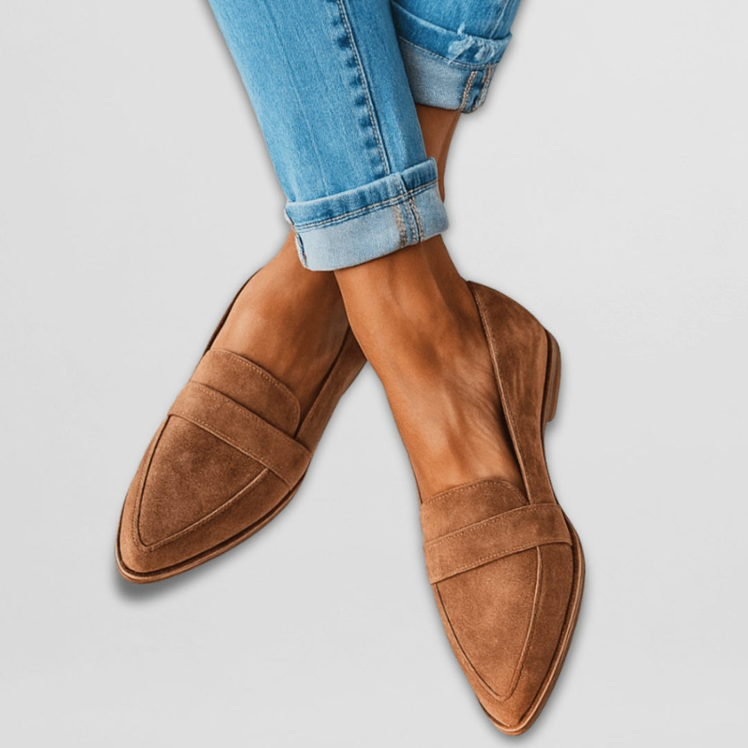 Women's Pointed-Toe Suede Penny Loafers