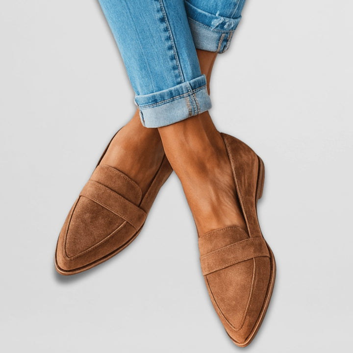 Women's Pointed-Toe Suede Penny Loafers