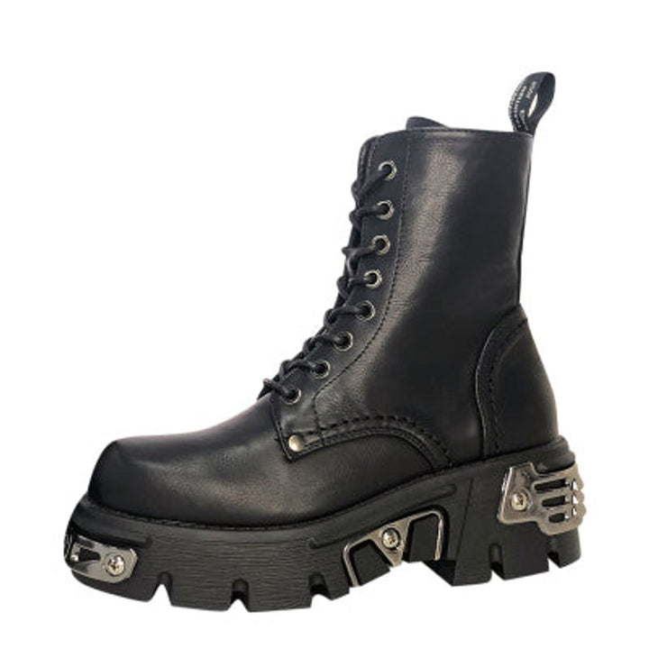 Women's Punk-Inspired Platform Ankle Heeled Boots Lace-Up