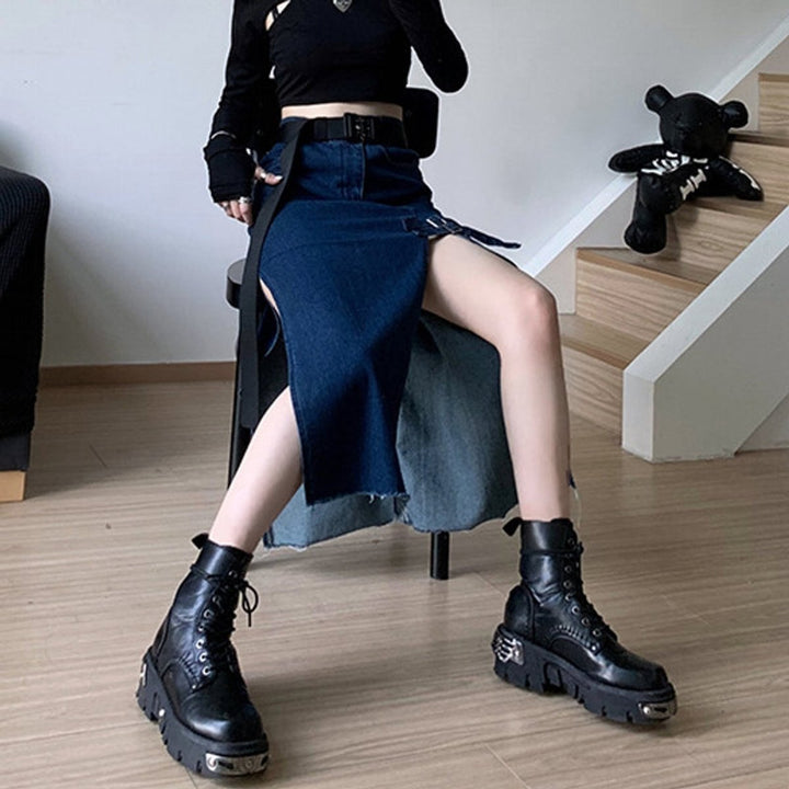 Women's Punk-Inspired Platform Ankle Heeled Boots Lace-Up