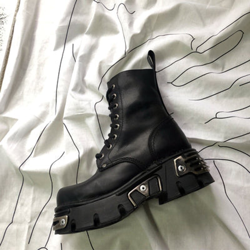 Women's Punk-Inspired Platform Ankle Heeled Boots Lace-Up