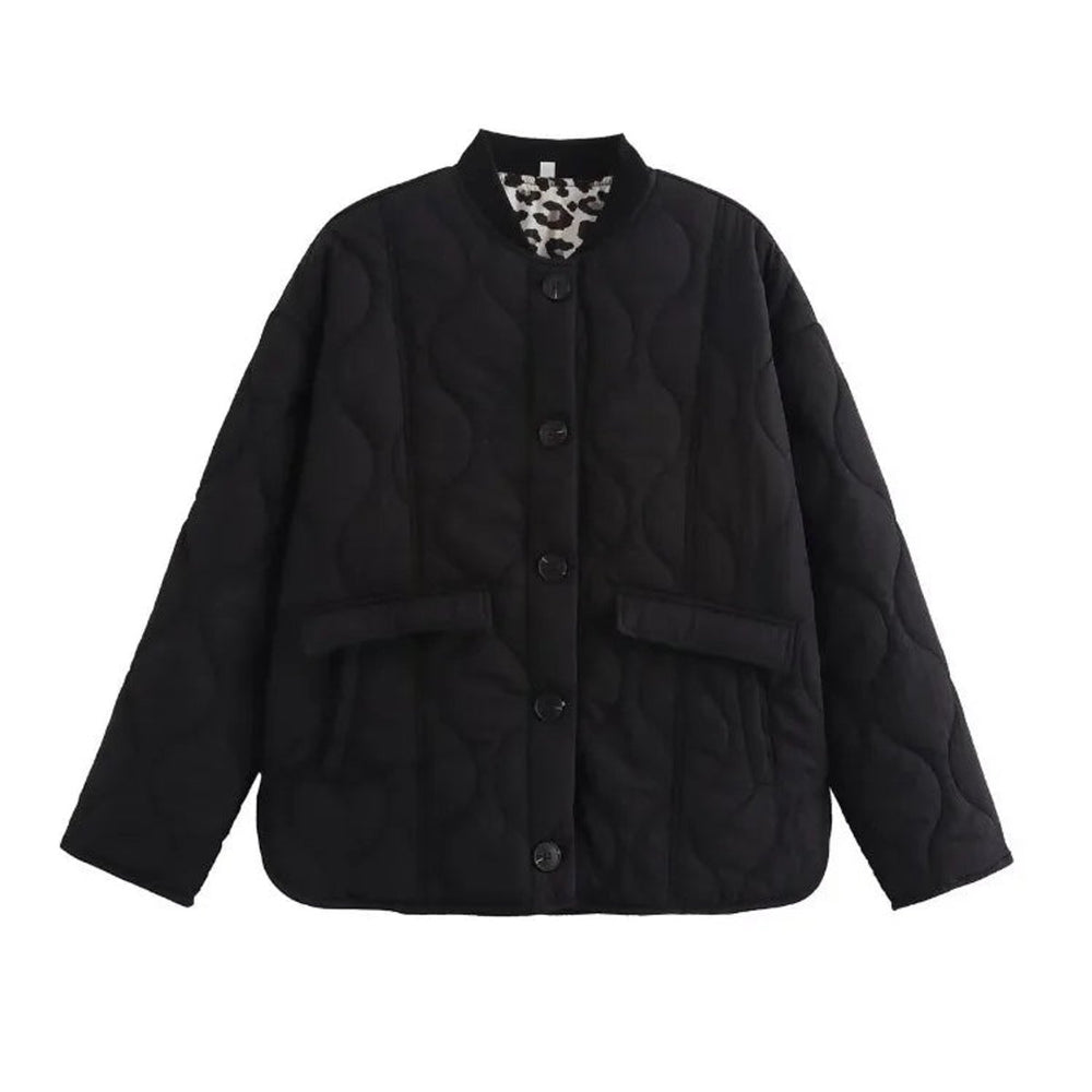 Women's Quilted Leopard-Lined Relaxed Padded Coat