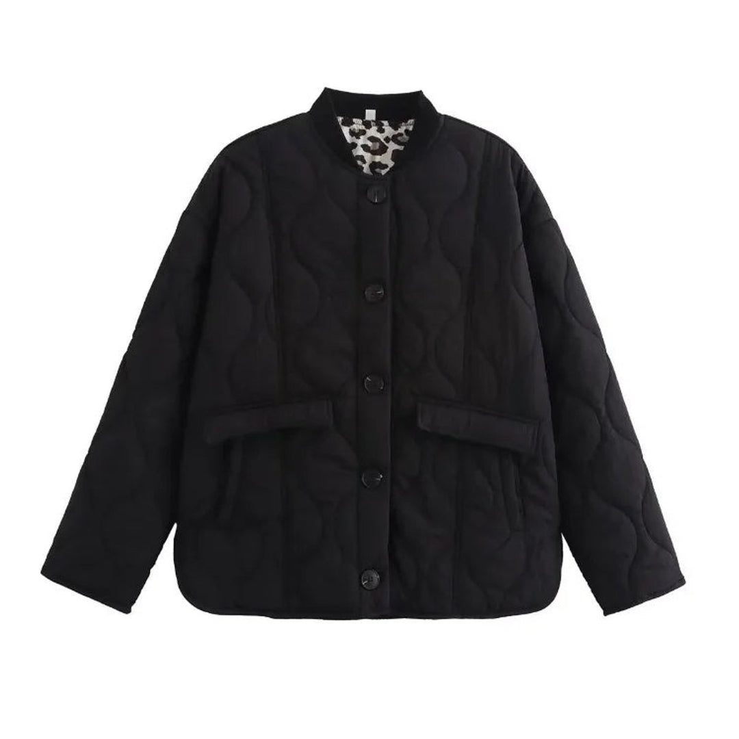 Women's Quilted Leopard-Lined Relaxed Padded Coat
