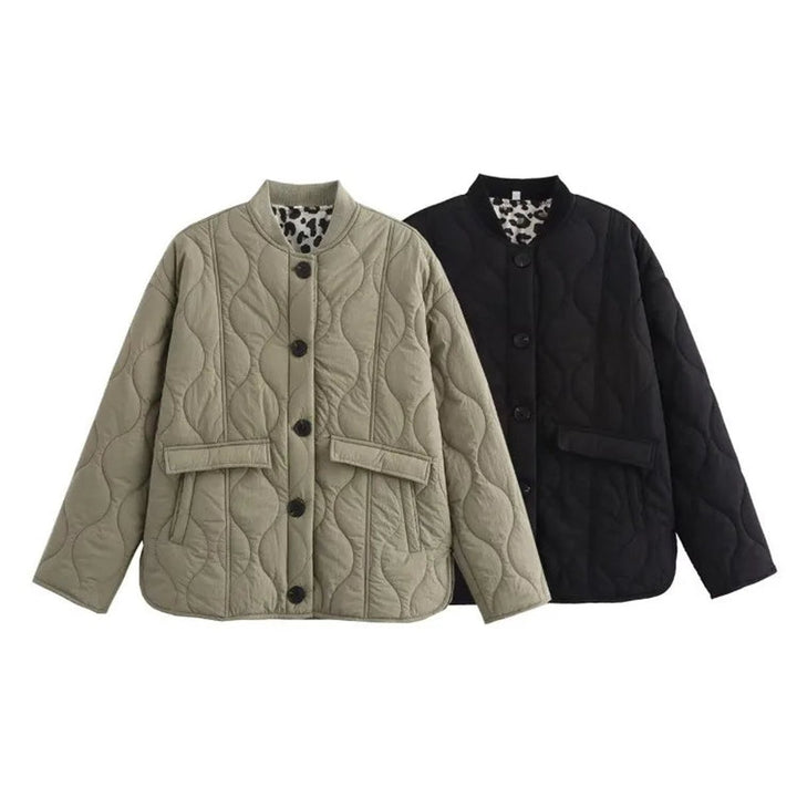 Women's Quilted Leopard-Lined Relaxed Padded Coat