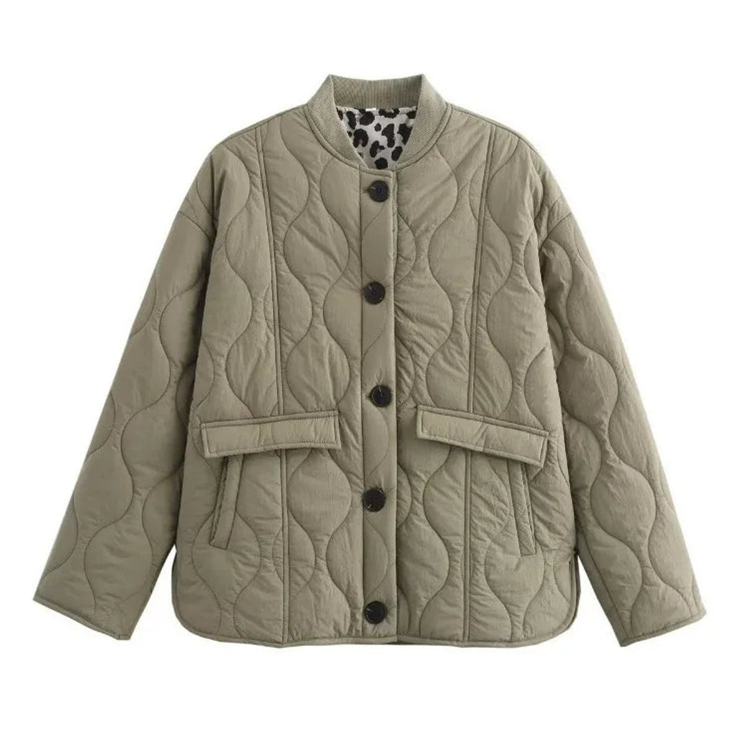 Women's Quilted Leopard-Lined Relaxed Padded Coat