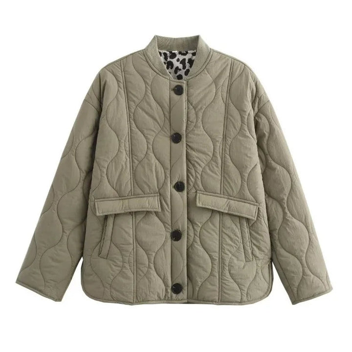 Women's Quilted Leopard-Lined Relaxed Padded Coat