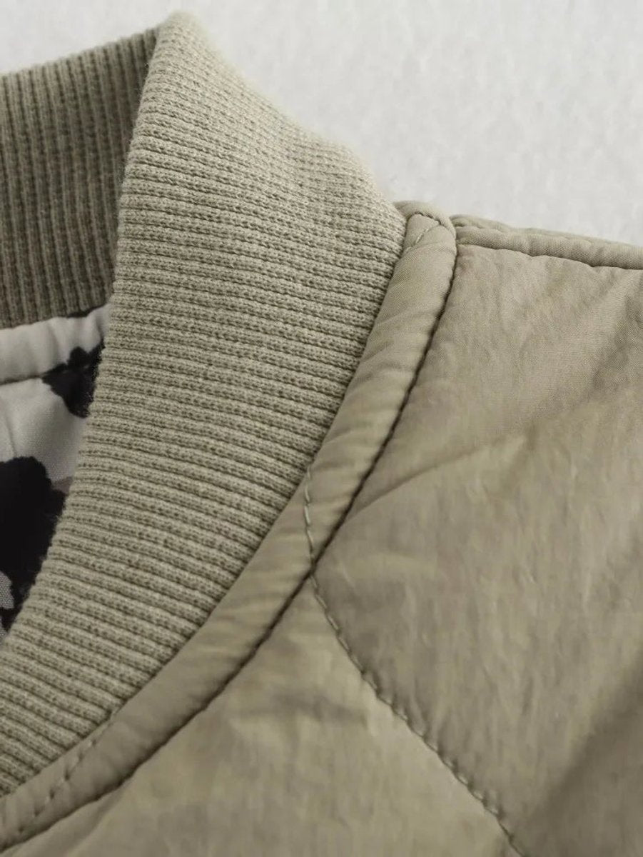 Women's Quilted Leopard-Lined Relaxed Padded Coat
