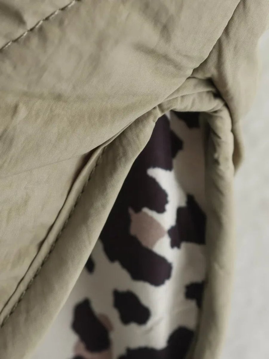 Women's Quilted Leopard-Lined Relaxed Padded Coat