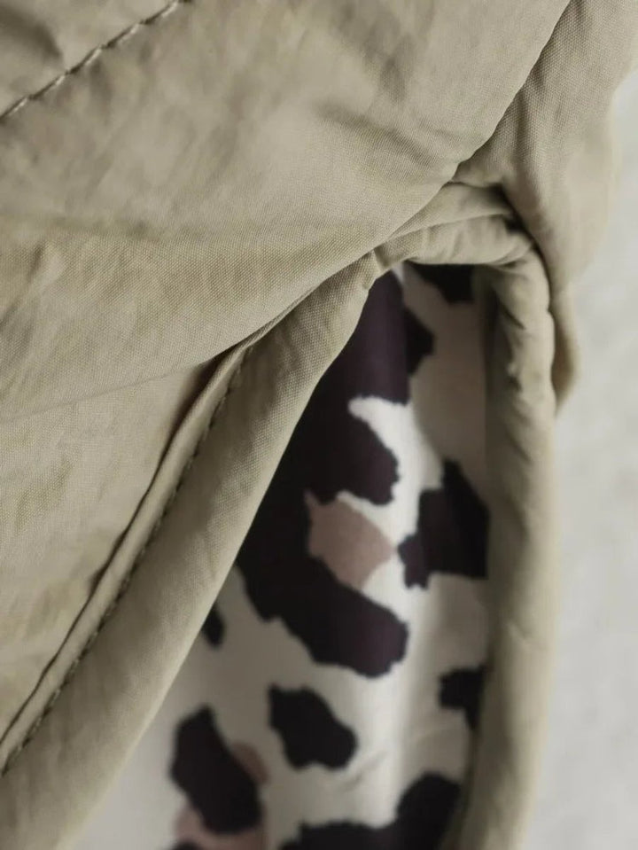 Women's Quilted Leopard-Lined Relaxed Padded Coat