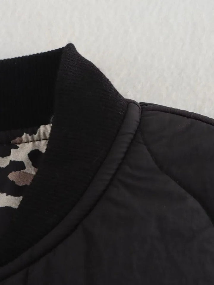 Women's Quilted Leopard-Lined Relaxed Padded Coat