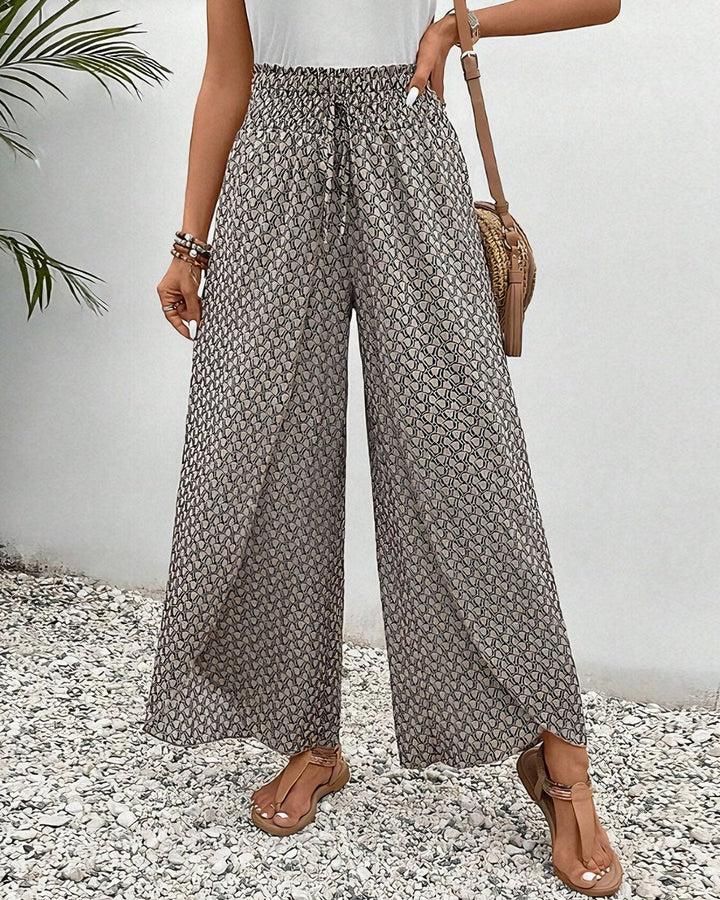 Women's Relaxed Elastic-Waist Lightweight Wide Leg Trousers