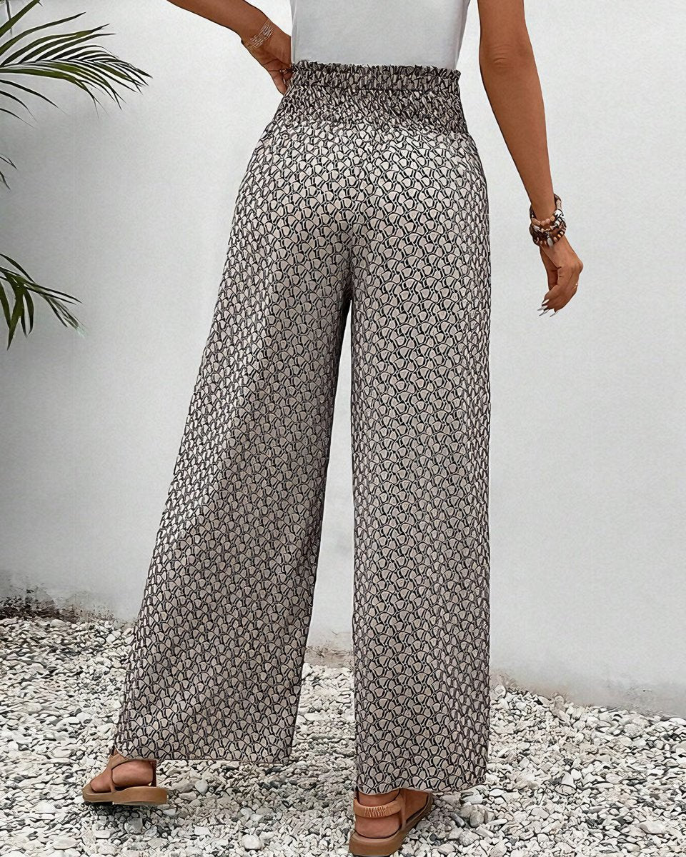 Women's Relaxed Elastic-Waist Lightweight Wide Leg Trousers