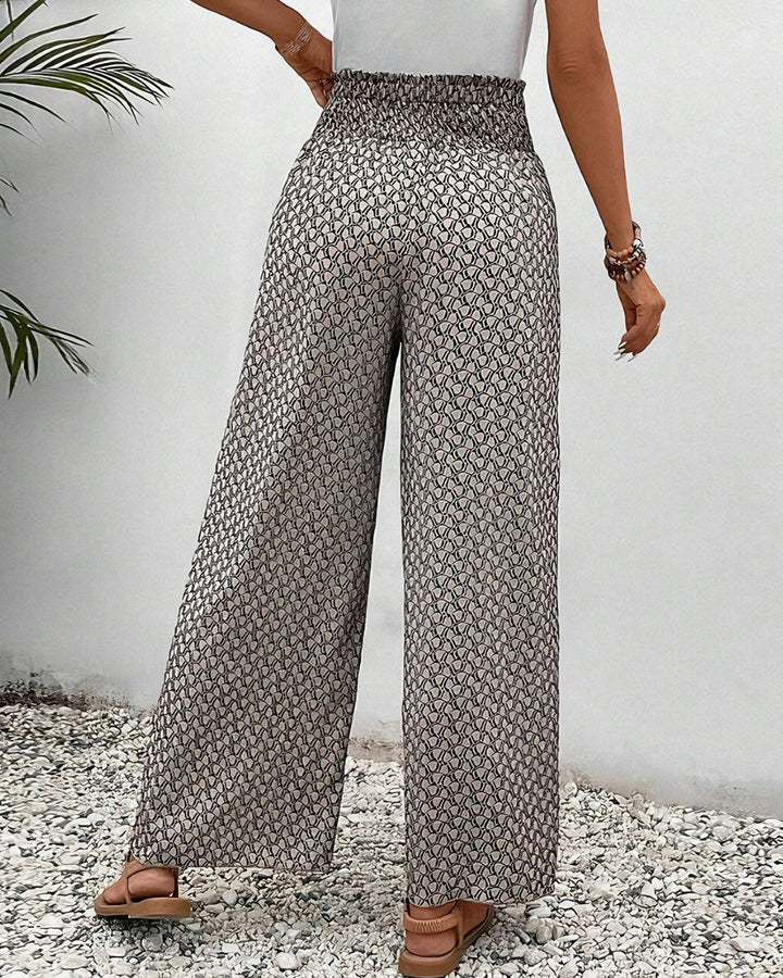 Women's Relaxed Elastic-Waist Lightweight Wide Leg Trousers