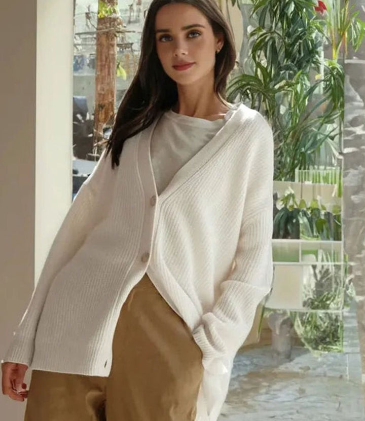 Women's Relaxed-Fit Button-Up Oversized Knit Cardigan